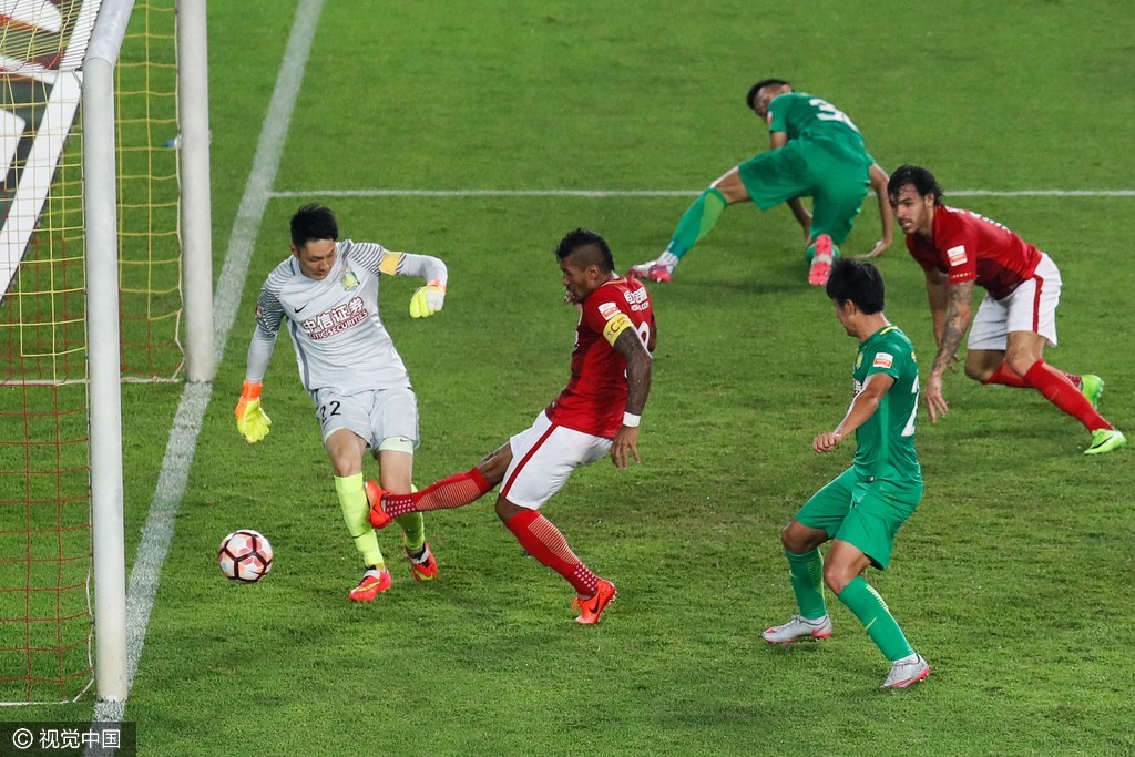 10人恒大2-1絕殺10人國安 保利尼奧梅開二度